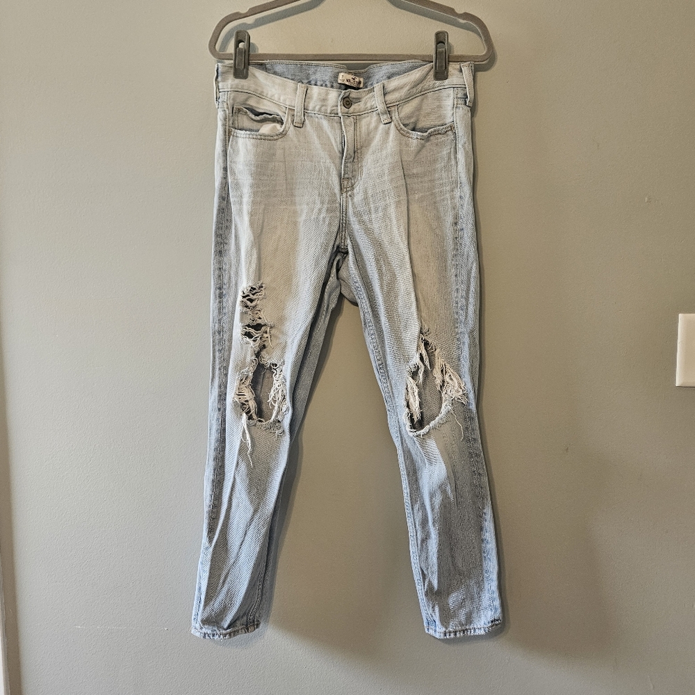 Hollister Blue Skinny Jeans with Distressed Details